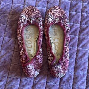 Sam Edelman Burgundy Patterned Flats
